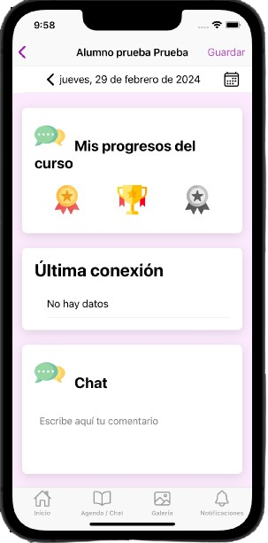 Progreso-de-los-infantes en la "app de entornos educativos"